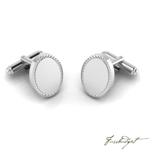 Sterling Silver Oval Rope Cufflink-Fussbudget.com