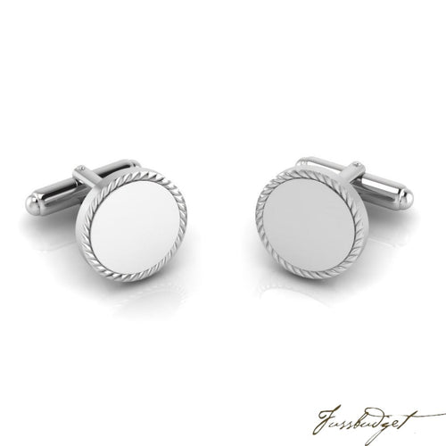 Sterling Silver Rope Round Cufflink-Fussbudget.com