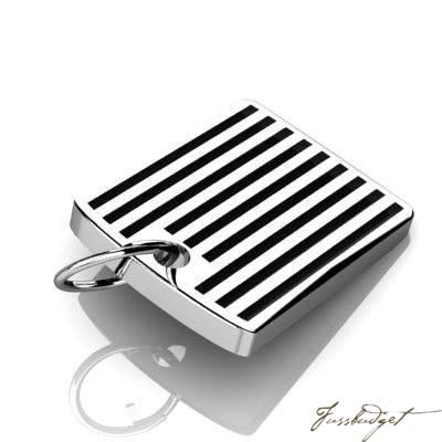 Sterling Silver Rectangle Enamel Keyring-Fussbudget.com