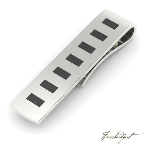 Sterling Silver Dashes Black Enamel Tie Pin-Fussbudget.com