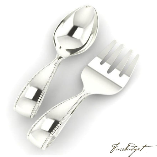 Sterling Silver Beaded Loop Spoon & Fork Set-Fussbudget.com