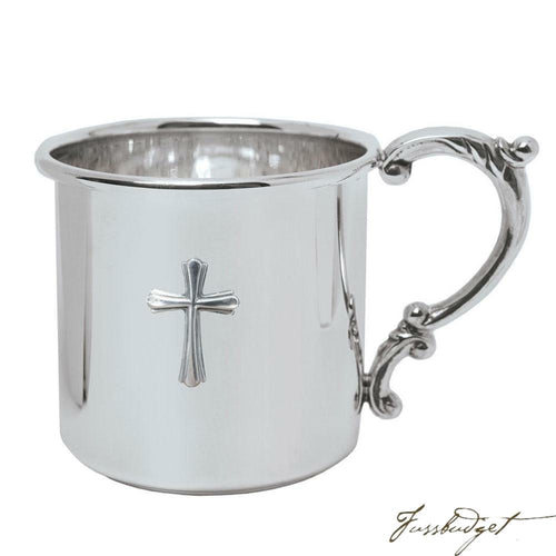 SIL SCROLL HDL B/CUP W/CROSS
