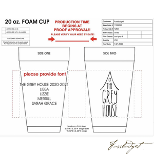 Personalized Styrofoam Cups (20 oz)