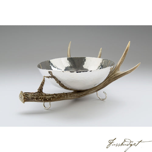 Silver Bowl with Antler Stand-Fussbudget.com
