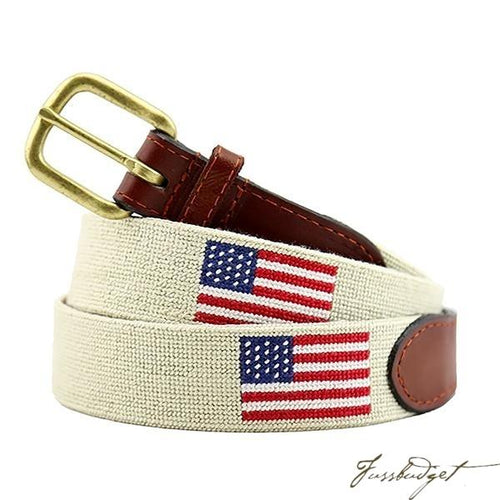 American Flag (Light Khaki) Needlepoint Belt