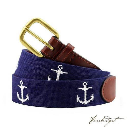 Anchor (Dark Navy) Needlepoint Belt