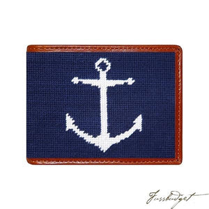 Anchor (Navy) Needlepoint Bi-Fold Wallet