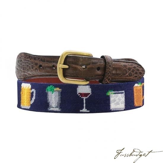 W. Kleinberg x Smathers & Branson Gentlemen's Drinks Crocodile Leather Needlepoint Belt