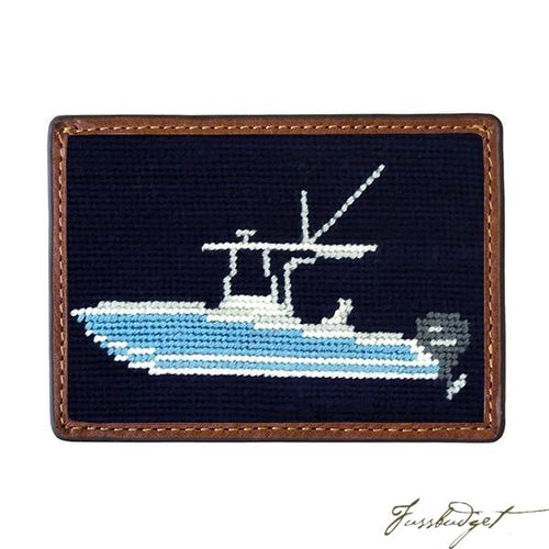 Power Boat (Dark Navy) Needlepoint Card Wallet