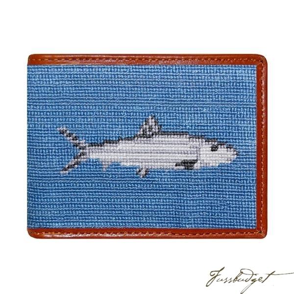 Bonefish (Stream Blue) Needlepoint Bi-Fold Wallet Final Sale