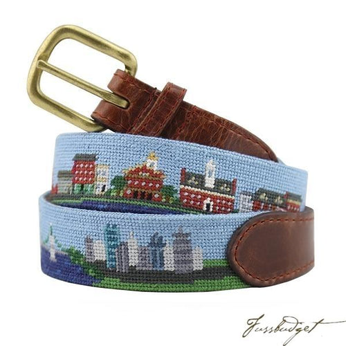 Old Boston Scene Needlepoint Belt