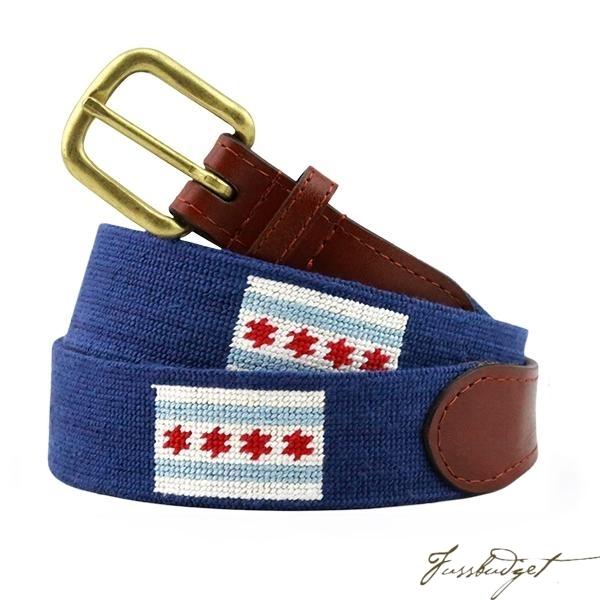 Chicago Flag Needlepoint Belt