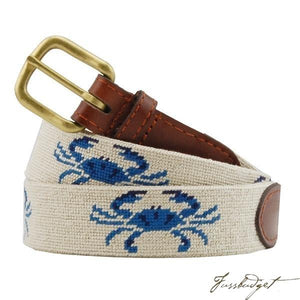 Blue Crab Needlepoint Belt