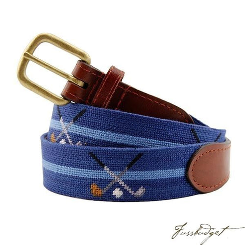 Crossed Clubs Needlepoint Belt