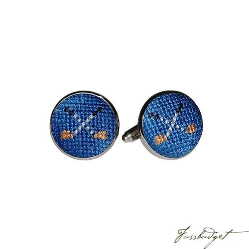Golf Clubs Needlepoint Cufflinks (Blueberry)