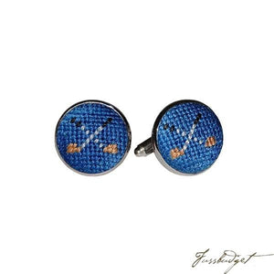 Golf Clubs Needlepoint Cufflinks (Blueberry)