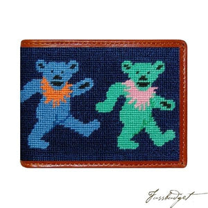 Dancing Bears Needlepoint Bi-Fold Wallet