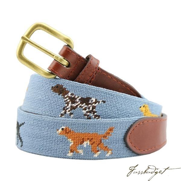 Dogs on Point Needlepoint Belt