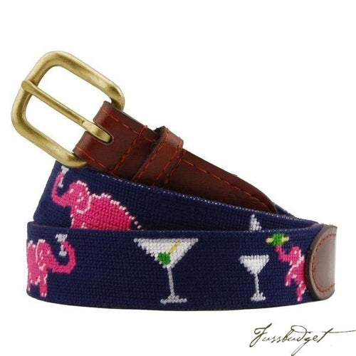 Elephant Martini Needlepoint Belt