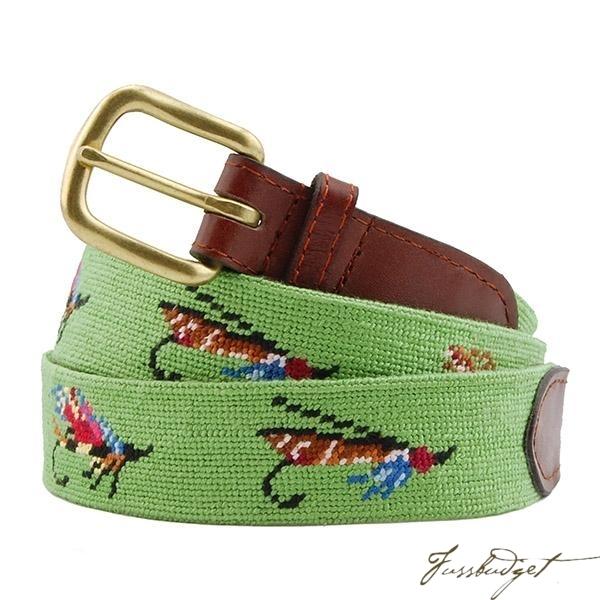 Fishing Flies (Moss) Needlepoint Belt