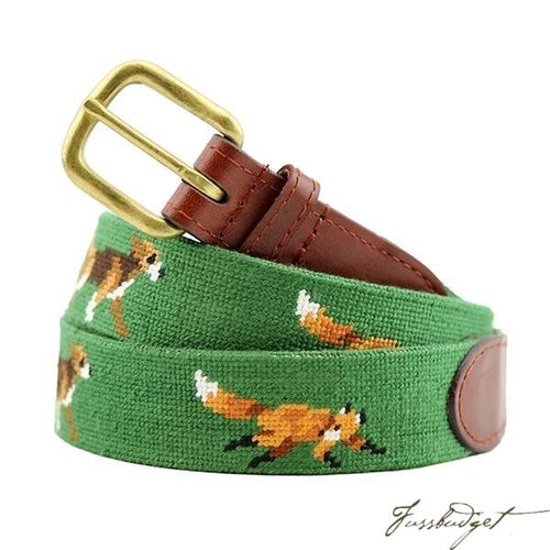 Fox and Hound Needlepoint Belt