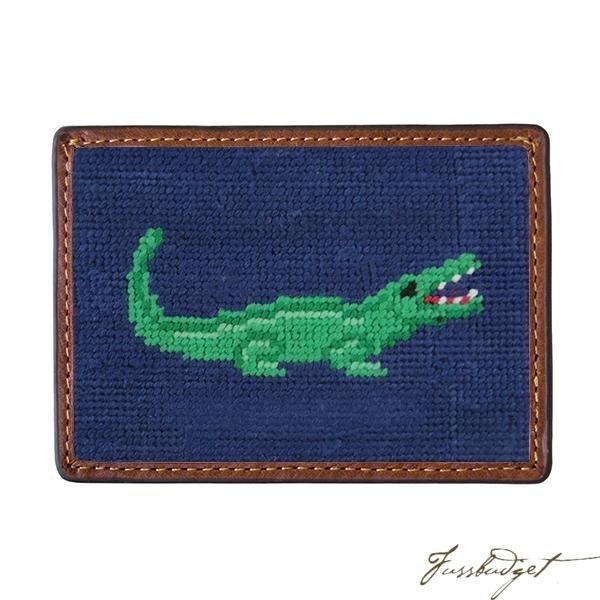 Alligator Needlepoint Card Wallet