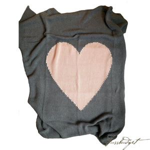 Baby Love - Baby Blanket - 100% Cotton - Dark grey and baby pink-Fussbudget.com