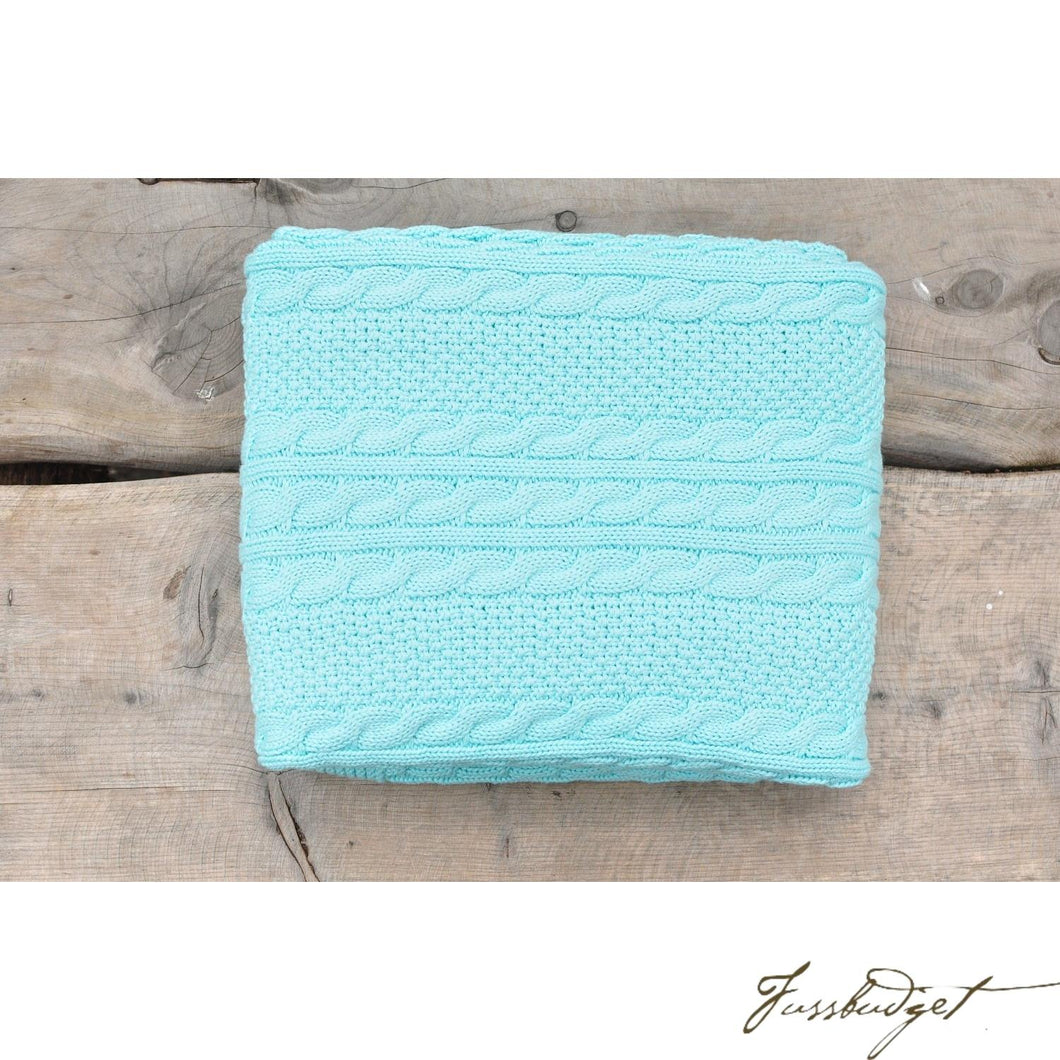 Cable Mix - Light Blue - Baby Blanket - 100% Cotton-Fussbudget.com