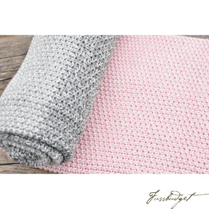 Moss Stitch Luxury Cotton Throw Blanket - Vena Collection - 100% Cotton - Pink and grey-Fussbudget.com
