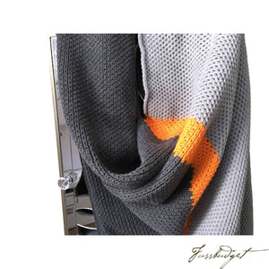 Cotton Throw Blanket - Citra Collection - Tri Color - Neon Strip - Dark grey/Neon orange/Light grey-Fussbudget.com