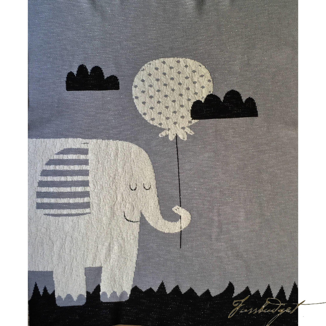 Elephant balloon -Animals - Baby Blanket - 100% Cotton - Grey/white-Fussbudget.com