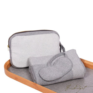 Reversible Solid - Travel Blanket Set - Lt grey/Natural - 100% Cotton-Fussbudget.com