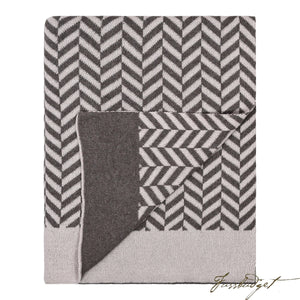 Cotton Throw Blanket - Zima Collection - Dk Brown/Pale Whisper grey-Fussbudget.com