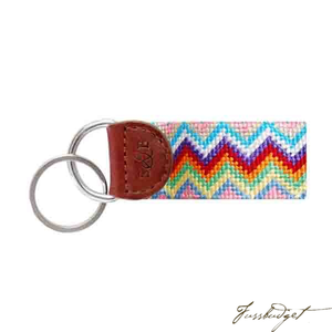 Zig Zag Needlepoint Key Fob-Fussbudget.com