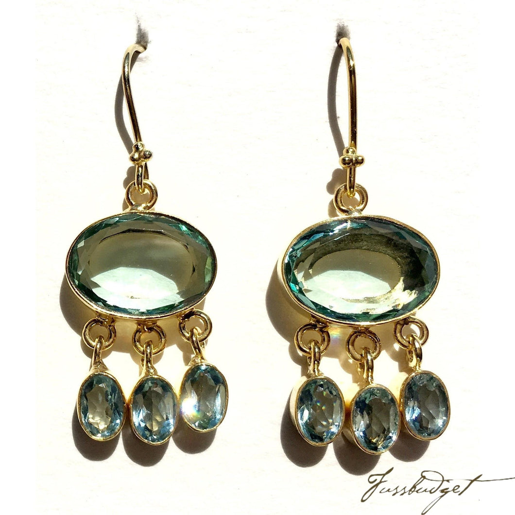 Giselle Semiprecious Dangling Stone Earrings-Blue Quartz-Fussbudget.com