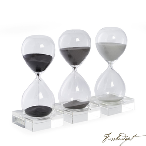 30 Minute Sand Timer on Crystal Base with Navy Sand.-Fussbudget.com