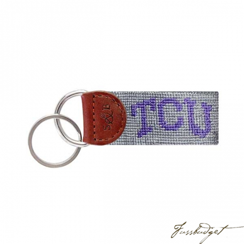 TCU (Grey) Needlepoint Key Fob-Fussbudget.com