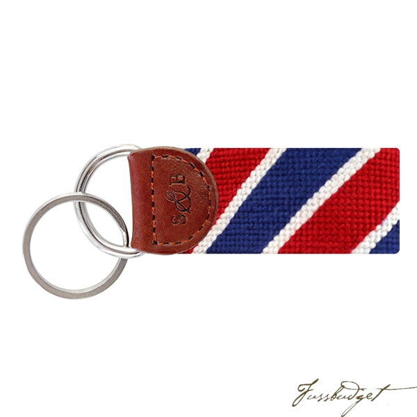 Patriotic Stripe Needlepoint Key Fob-Fussbudget.com