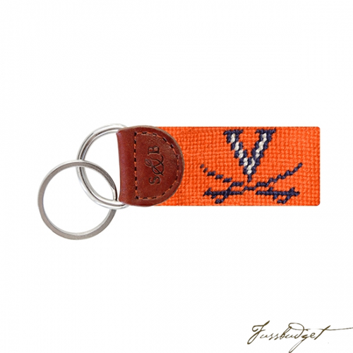 Virginia (Orange) Needlepoint Key Fob-Fussbudget.com