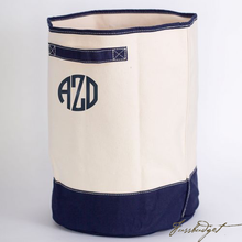 Load image into Gallery viewer, Monogrammed Hamper Storage Leather Handle