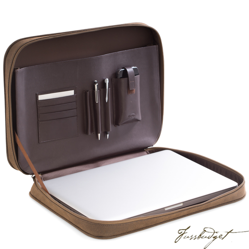 Computer & Accessories Carrying Case, Brown Ultra Suede & Leather, T.P.-Fussbudget.com