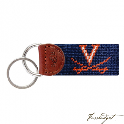 Virginia (Dark Navy) Needlepoint Key Fob-Fussbudget.com