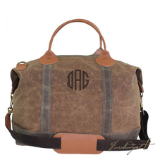 Load image into Gallery viewer, Monogrammed Waxed Canvas Weekender Bag