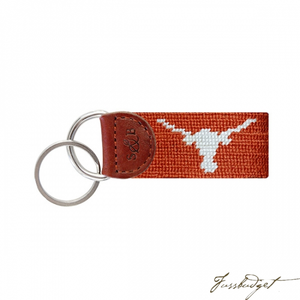 Texas (Burnt Orange) Needlepoint Key Fob-Fussbudget.com