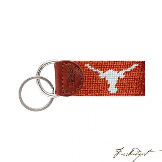 Texas (Burnt Orange) Needlepoint Key Fob-Fussbudget.com