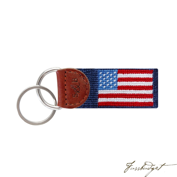 American Flag Needlepoint Key Fob - Key Chain-Fussbudget.com
