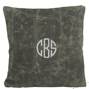 Monogrammed Waxed Canvas Pillow