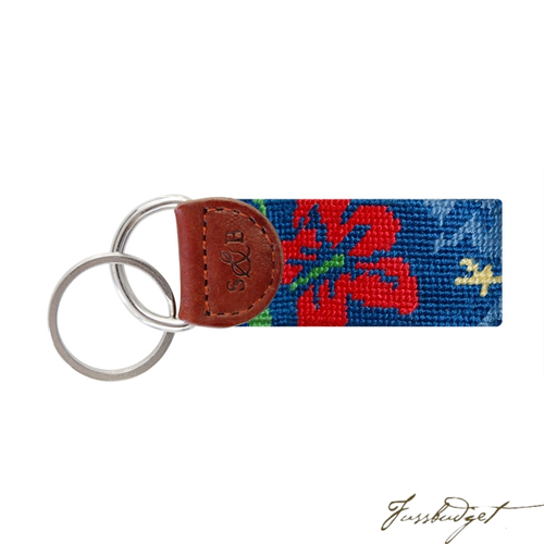 Hibiscus (Multi) Needlepoint Key Fob-Fussbudget.com