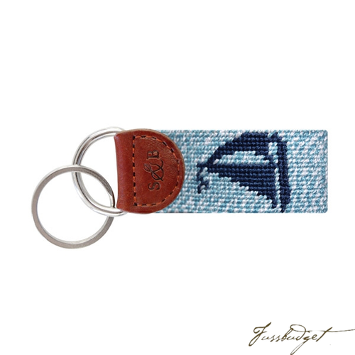 Heathered Sailboat Needlepoint Key Fob-Fussbudget.com