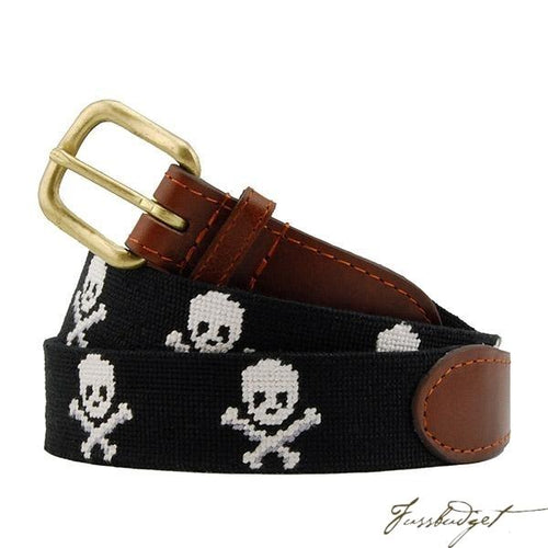 Jolly Roger (Black) Needlepoint Belt